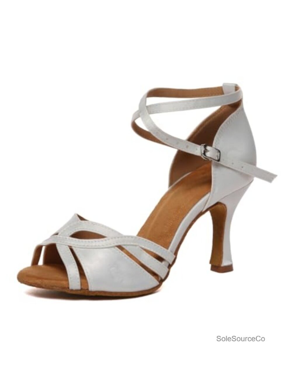 Women's Satin Ballroom Dance Shoes Peep Toe Heels Practice